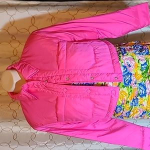 NWT ZARA Hot Pink Puffer Water Resistant Jacket. Medium